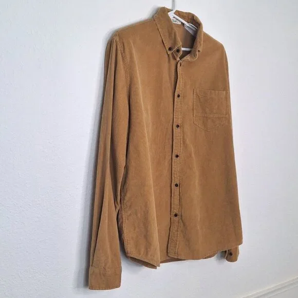 Reverb Mens Corduroy Shirt Sz XL Button Down Western Cowboy 70s Rodeo Camel - Picture 4 of 11